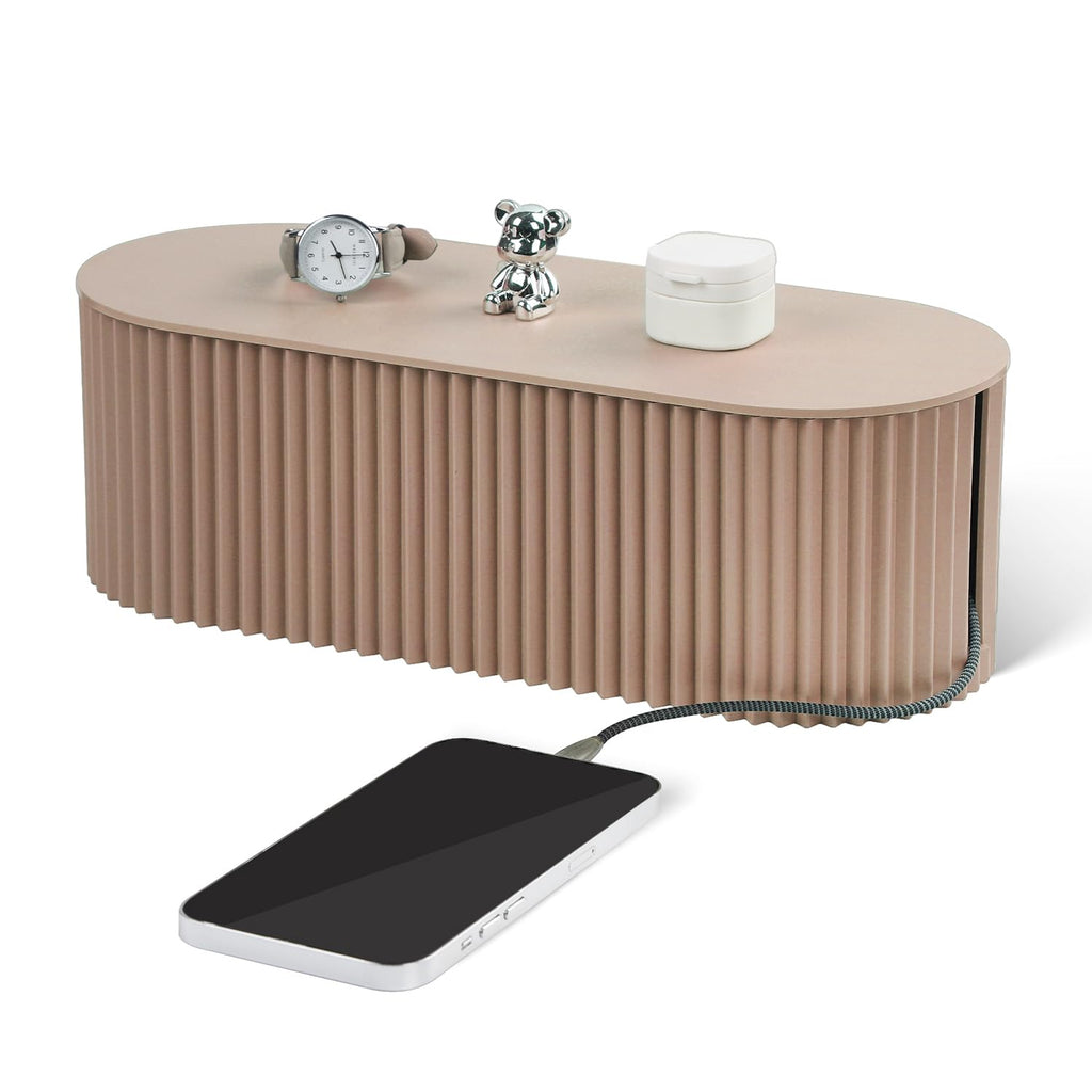 RAMFIYN Cable Management Box Large Cable Organizer Box for Power Strips Surge Protectors Chargers Adapters TV Computer Wires Cable Hider Organizer Box with Cable Ties，Clip Holders - Khaki