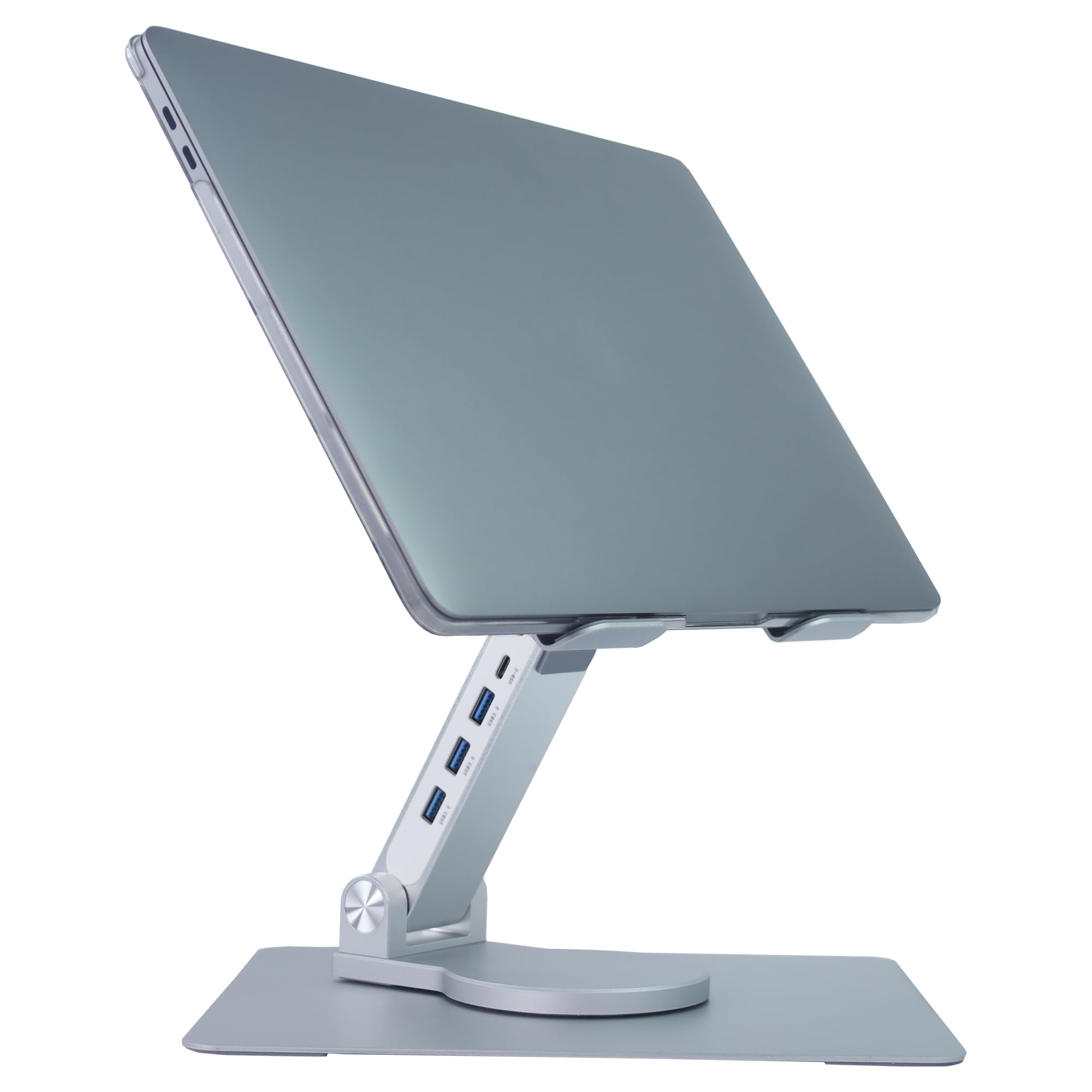 Vanlis Adjustable Laptop Stand with 360 Rotating Base Foldable Ergonomic Laptop Riser for Desk Swivel Computer Stand for Laptop or Tablet Metal Laptop Holder – Collapsible Fits 13-17” MacBook