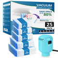 HOTBAG Large Vacuum Storage Bags with Electric Pump 25Pack(5 Jumbo/5 Large/5 Medium/5 Small/5 Roll Up Bags) Vacuum Seal Bags For Clothing Travel PackingBlanketDuvetsPillowsComforters