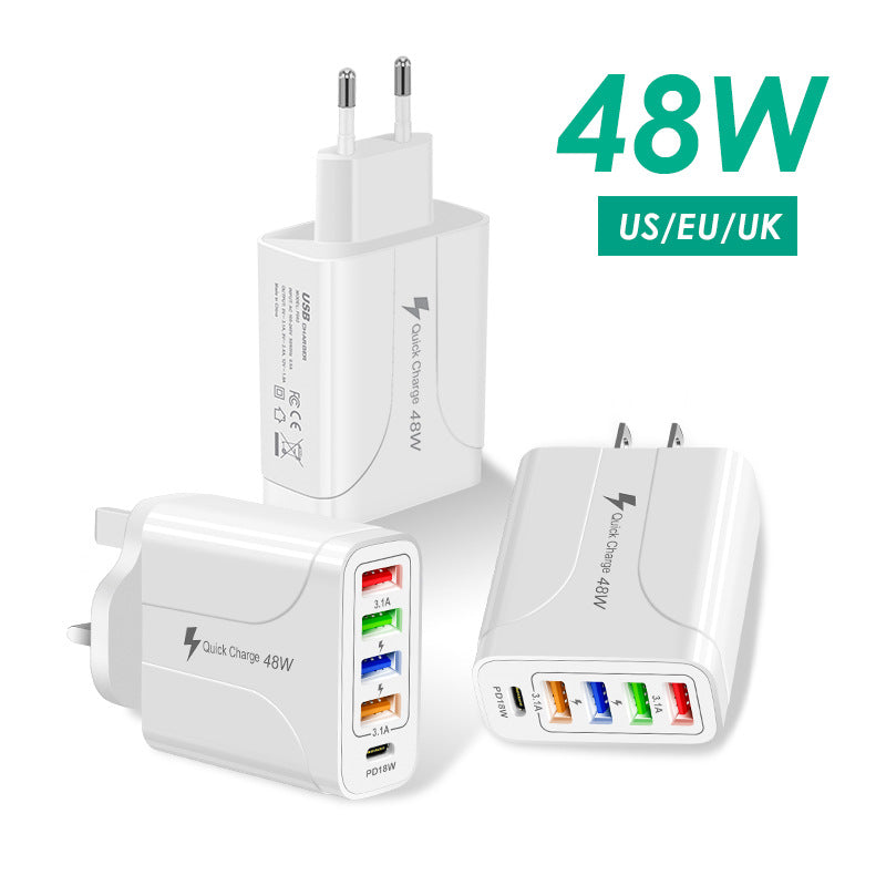 4USB PD18W 5-in-1 Multi-Interface Fast Charger 48W