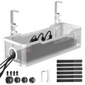 Under Desk Cable Management Tray White Cinati Cable Management Under Desk No Drill Cable Tray with Clamp for Desk Wire ManagementDesk Cable Management Box for Office Home - No Damage to Desk